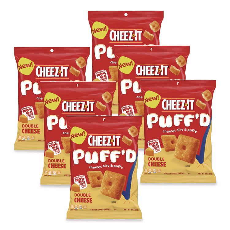 Puff'd Crackers, Double Cheese, 3 oz Bag, 6/Carton