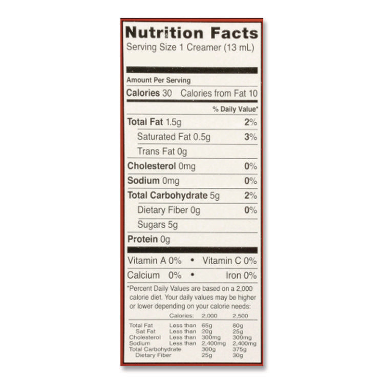 Coffee Creamer, Hazelnut, 0.44 oz Mini Cups, 24/Box