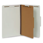 Four-Section Pressboard Classification Folders, 2" Expansion, 1 Divider, 4 Fasteners, Legal Size, Light Green, 10/Box