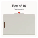 Four-Section Pressboard Classification Folders, 2" Expansion, 1 Divider, 4 Fasteners, Legal Size, Light Green, 10/Box