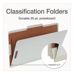Four-Section Pressboard Classification Folders, 2" Expansion, 1 Divider, 4 Fasteners, Legal Size, Light Green, 10/Box