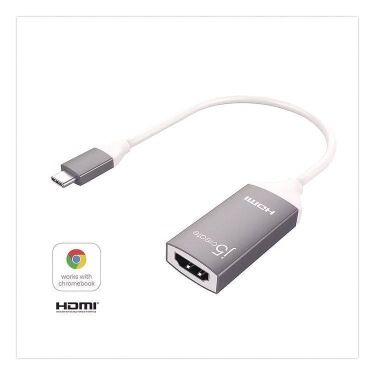 USB-C to HDMI Adapter, 5.71", Silver/White