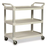 Xtra Utility Cart with Open Sides, Plastic, 3 Shelves, 300 lb Capacity, 40.63" x 20" x 37.81", Off-White