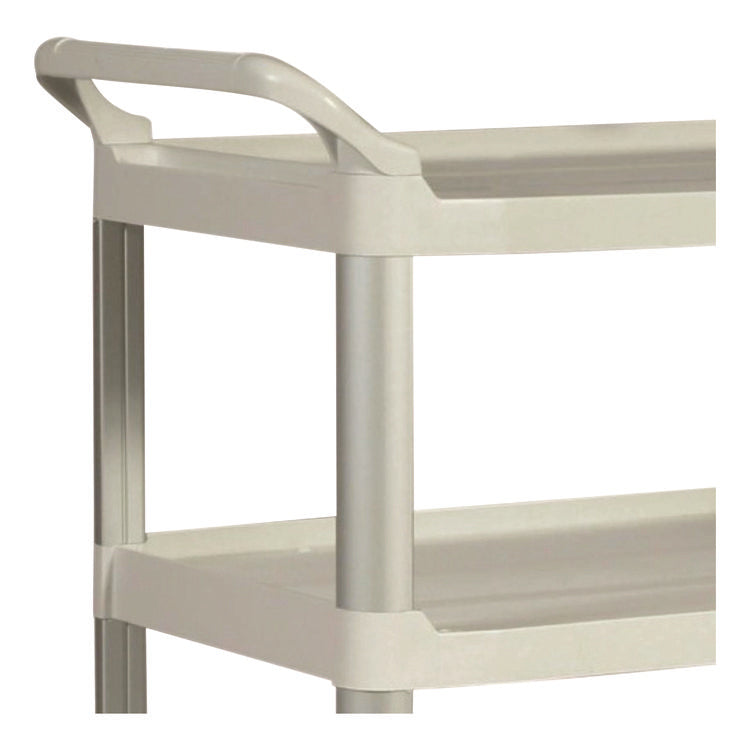 Xtra Utility Cart with Open Sides, Plastic, 3 Shelves, 300 lb Capacity, 40.63" x 20" x 37.81", Off-White