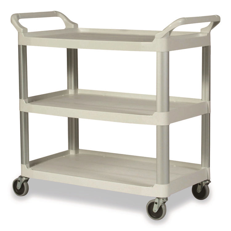 Xtra Utility Cart with Open Sides, Plastic, 3 Shelves, 300 lb Capacity, 40.63" x 20" x 37.81", Off-White