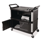 Xtra Equipment Cart, Plastic, 3 Shelves, 300 lb Capacity, 20.75" x 40.63" x 37.8", Black
