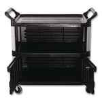 Xtra Equipment Cart, Plastic, 3 Shelves, 300 lb Capacity, 20.75" x 40.63" x 37.8", Black