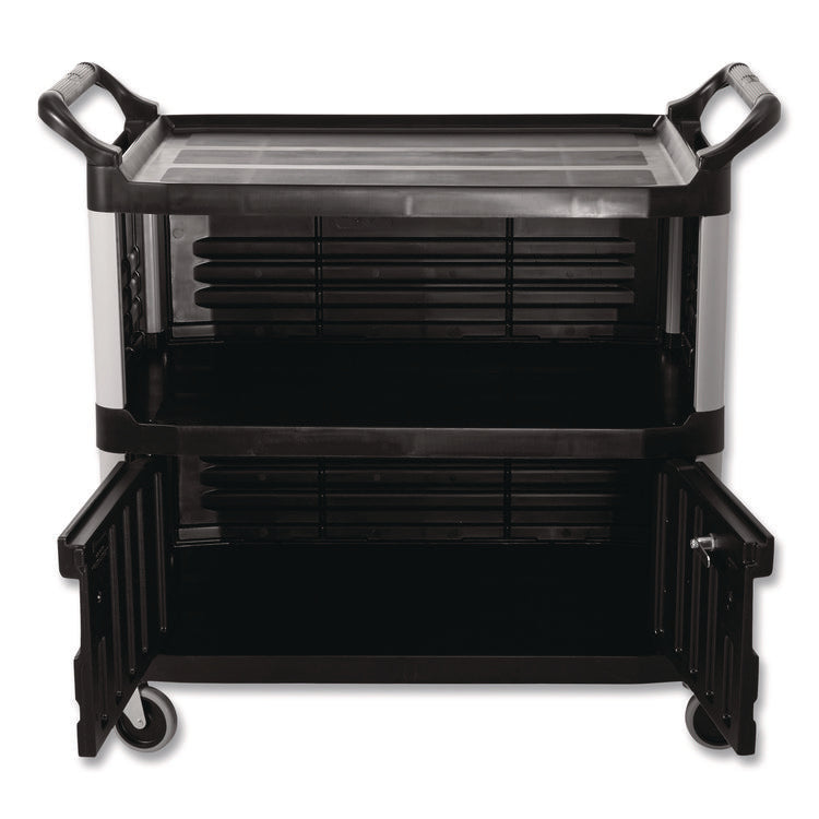 Xtra Equipment Cart, Plastic, 3 Shelves, 300 lb Capacity, 20.75" x 40.63" x 37.8", Black