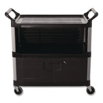Xtra Equipment Cart, Plastic, 3 Shelves, 300 lb Capacity, 20.75" x 40.63" x 37.8", Black