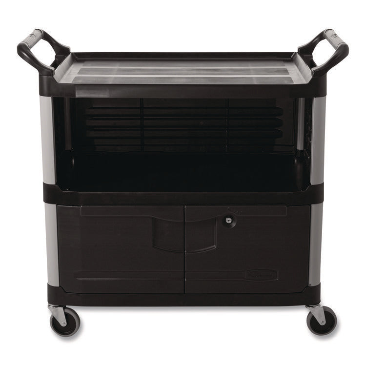 Xtra Equipment Cart, Plastic, 3 Shelves, 300 lb Capacity, 20.75" x 40.63" x 37.8", Black