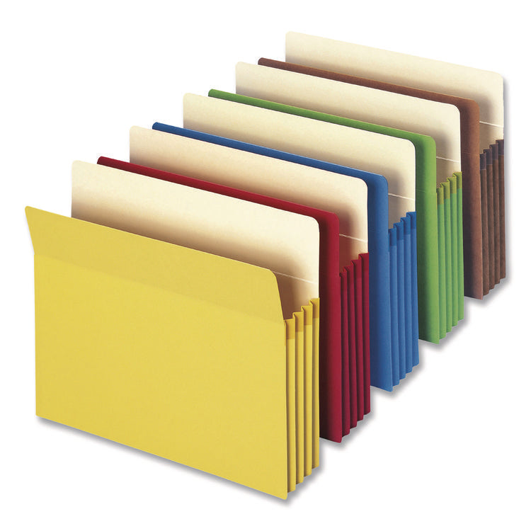Colored File Pockets, 3.5" Expansion, Letter Size, Assorted Colors, 25/Box