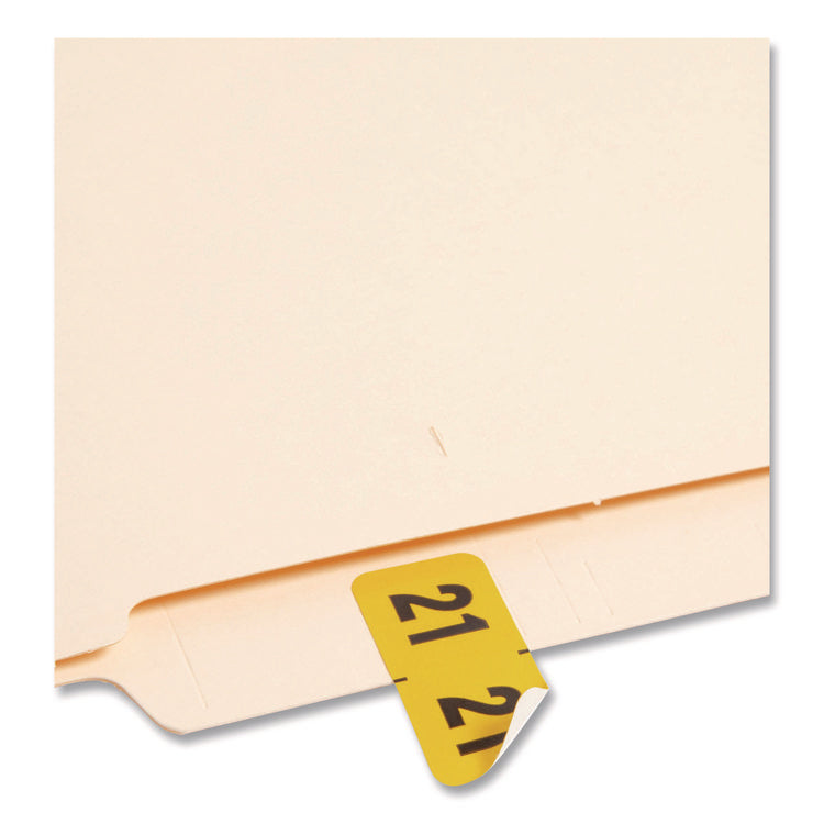 Year 2021 End Tab Folder Labels, 1.5 X 0.75, Yellow/black, 500 Labels/roll