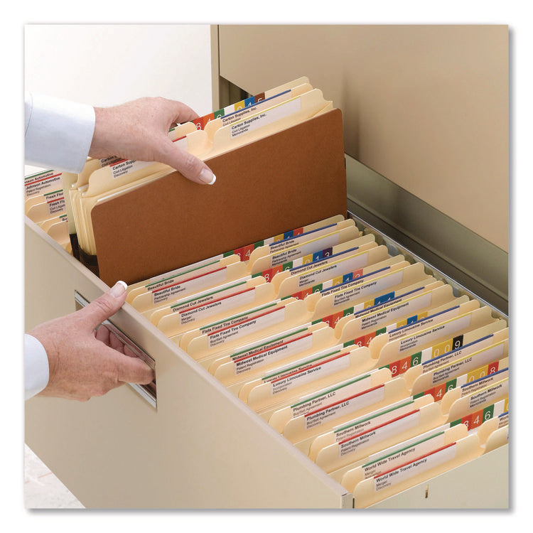 Redrope Drop-Front File Pockets with Fully Lined Gussets, 5.25" Expansion, Letter Size, Redrope, 10/Box