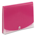 Poly Expanding Folders, 12 Sections, Cord/Hook Closure, 1/6-Cut Tabs, Letter Size, Pink/Clear
