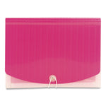 Poly Expanding Folders, 12 Sections, Cord/Hook Closure, 1/6-Cut Tabs, Letter Size, Pink/Clear