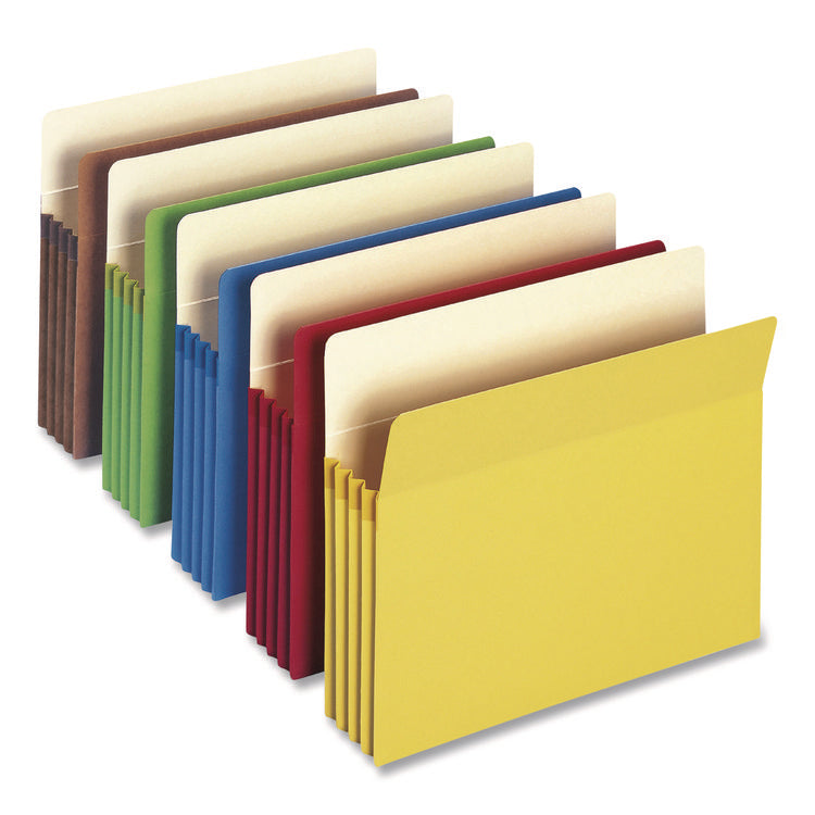 Colored File Pockets, 3.5" Expansion, Letter Size, Assorted Colors, 25/Box