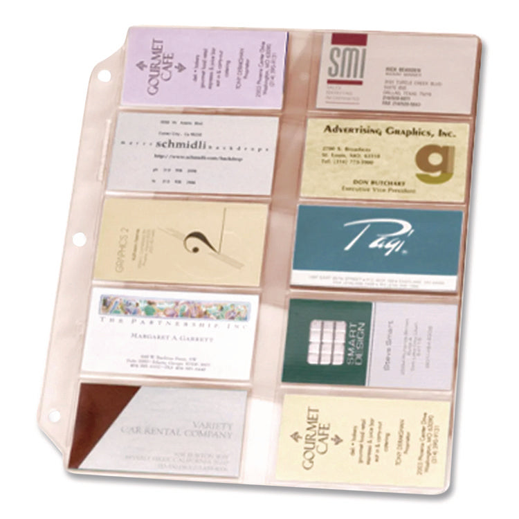 Poly Business Card Refill Pages, Clear, 20 Cards/Sheet, 10 Sheets/Pack