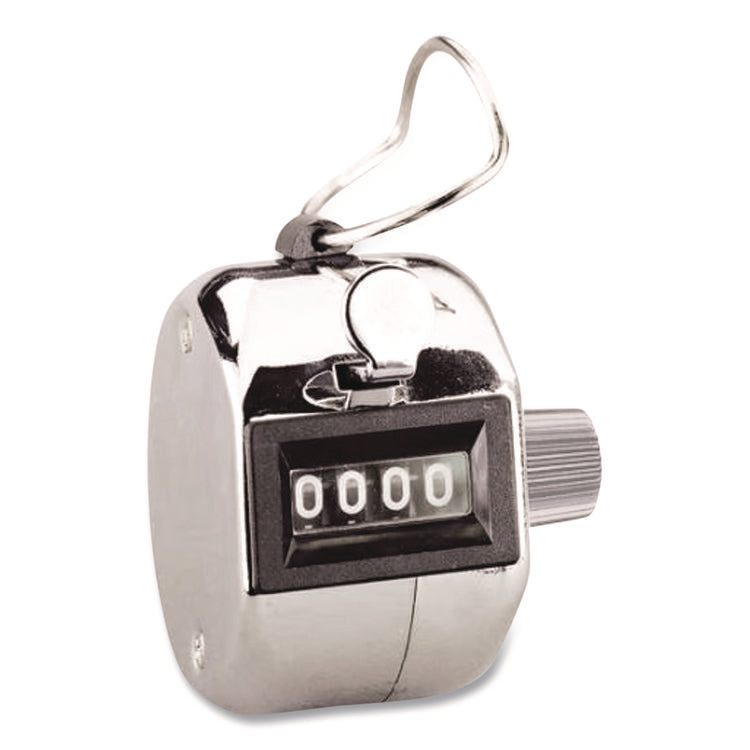 Crowd Control Hand Tally Counter, Registers 0-9999, Chrome