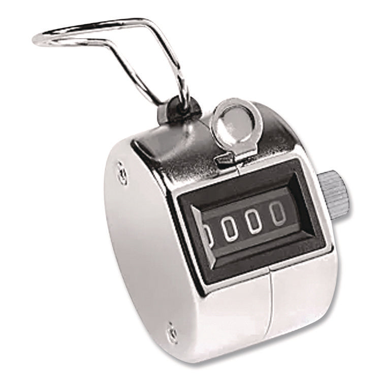 Crowd Control Hand Tally Counter, Registers 0-9999, Chrome