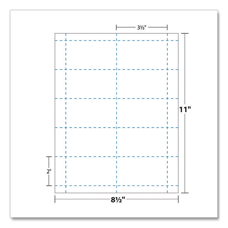 Printable Microperforated Business Cards, Copier/inkjet/laser/offset, 2 X 3.5, White, 2,500 Cards, 10/sheet, 250 Sheets/pack