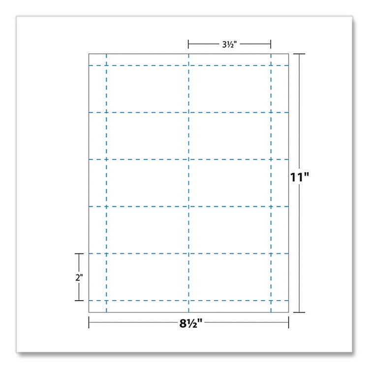 Printable Microperf Business Cards, Copier/inkjet/laser/offset, 2 X 3.5, White, Bristol, 1,000 Cards, 10/sheet, 100 Sheets/pk