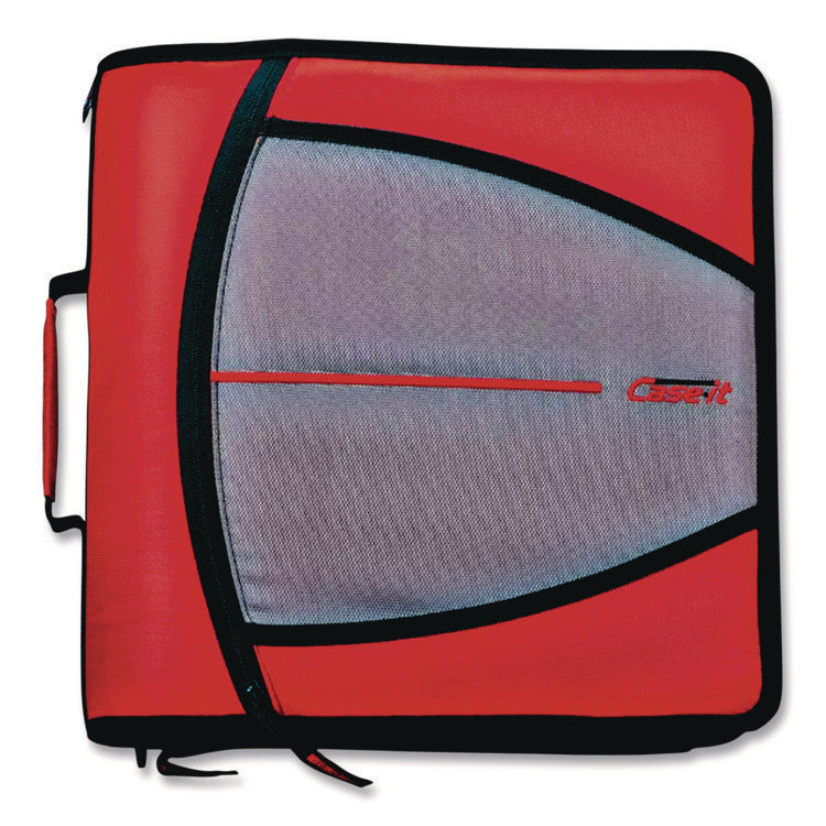 Mighty Zip Tab Binder, 3 Rings, 3" Capacity, 11 X 8.5, Red