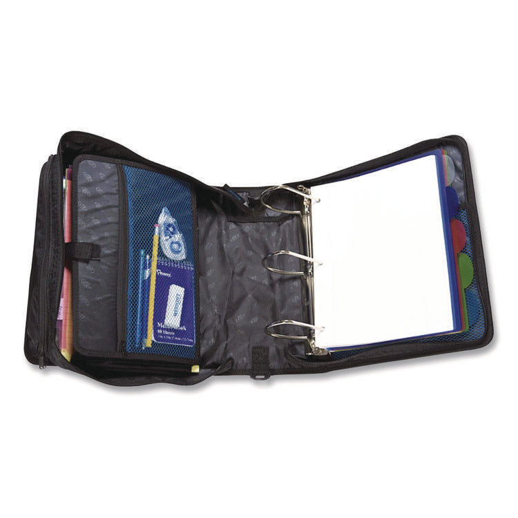 King Size Mighty Zip Tab Binder, 3 Rings, 4" Capacity, 11 X 8.5, Black