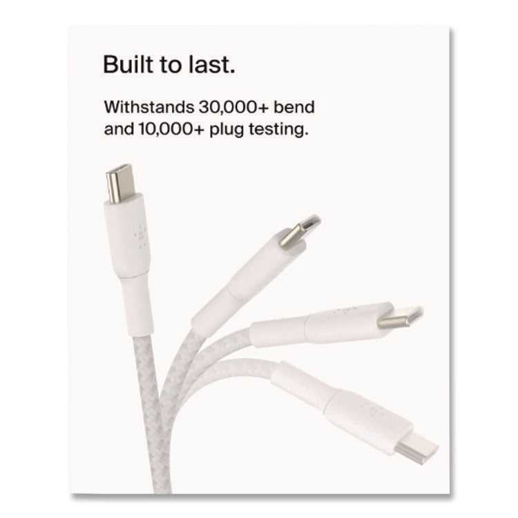 BOOST CHARGE Braided USB-C to USB-C Cable, 3.3 ft, White
