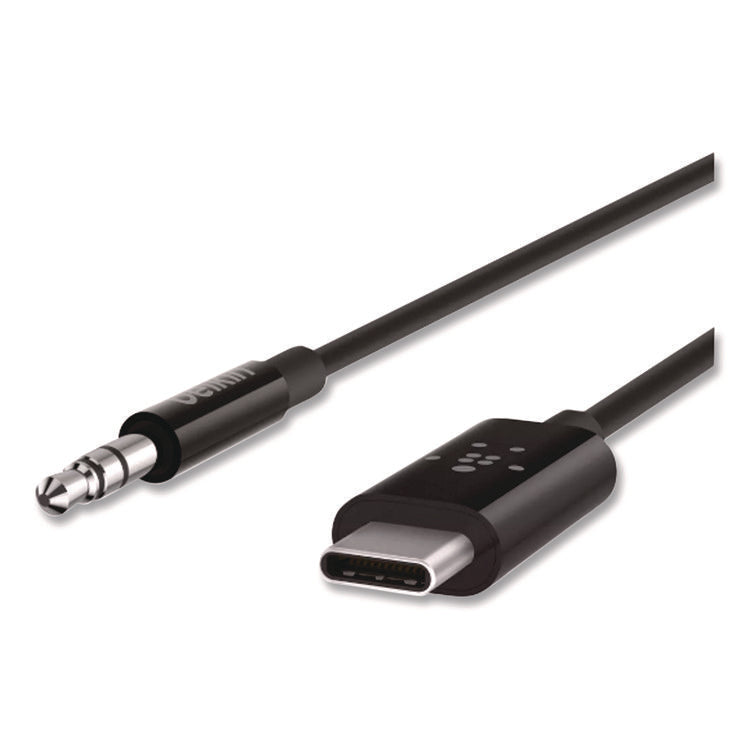 RockStar 3.5mm Audio Cable with USB-C Connector, 3 ft, Black