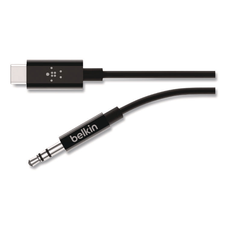 RockStar 3.5mm Audio Cable with USB-C Connector, 3 ft, Black