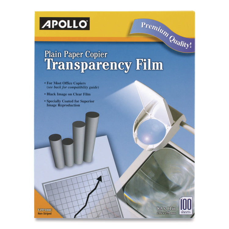 Plain Paper Transparency Film, 8.5 X 11, Black On Clear, 100/box