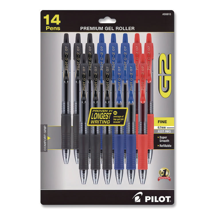 G2 Premium Gel Pen, Retractable, Fine 0.7 mm, Assorted Business Ink and Barrel Colors, 14/Pack