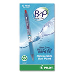 B2p Bottle-2-Pen Recycled Ballpoint Pen, Retractable, Fine 0.7 Mm, Red Ink, Translucent Blue Barrel, Dozen