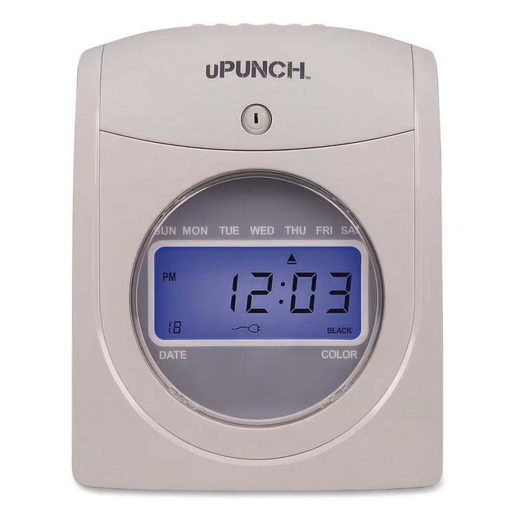 Ub2000 Electronic Calculating Time Clock Bundle, Lcd Display, Gray