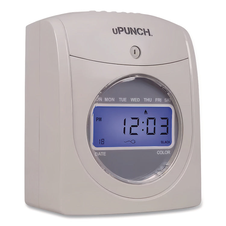 Ub2000 Electronic Calculating Time Clock Bundle, Lcd Display, Gray