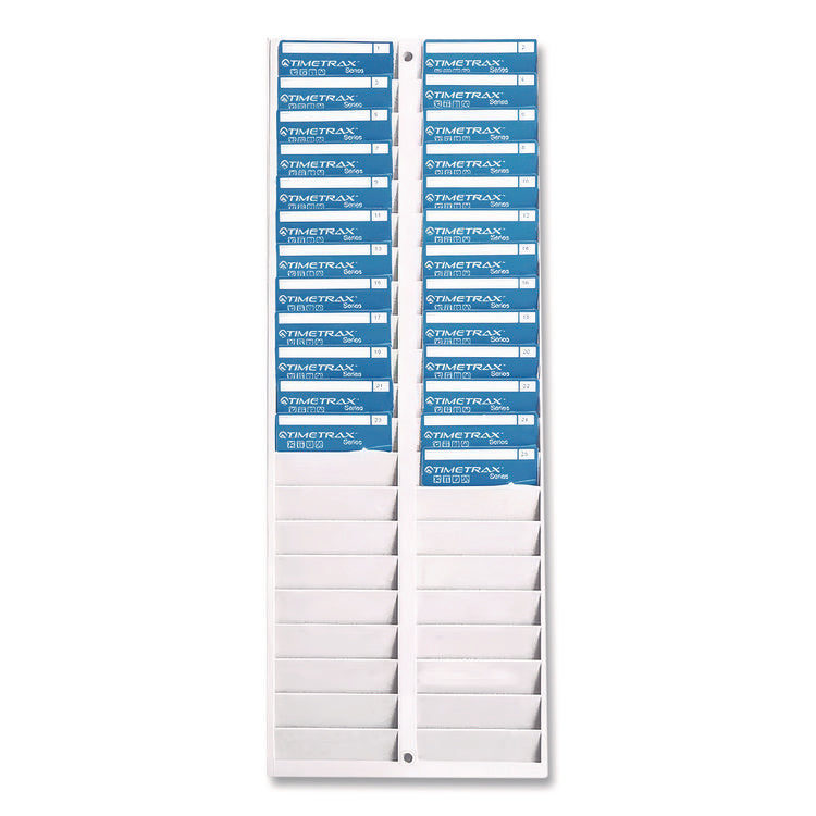 Time Card Rack, 40 Pockets, Plastic, Light Gray