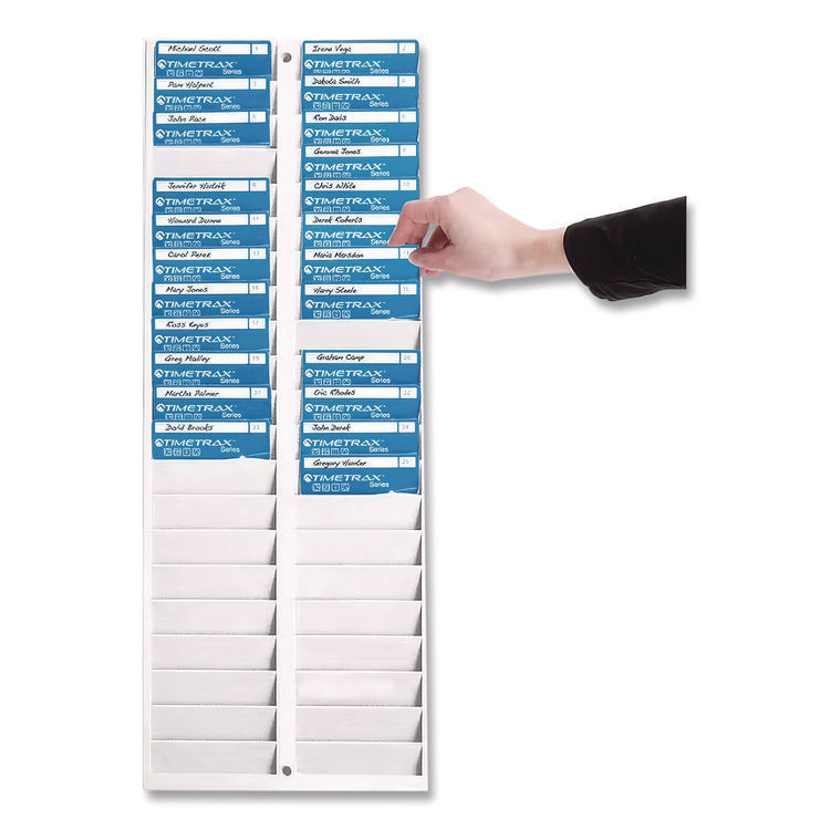 Time Card Rack, 40 Pockets, Plastic, Light Gray