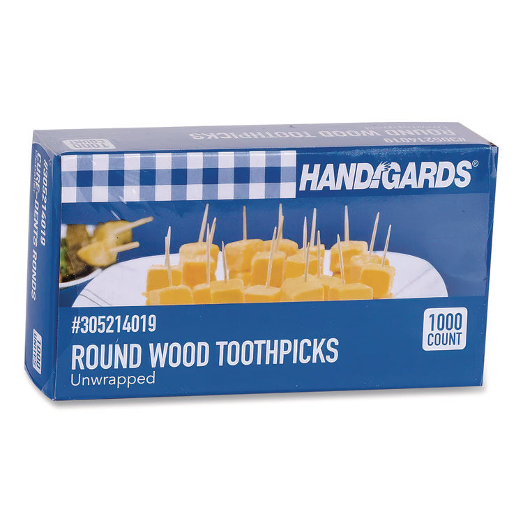 Round Wood Toothpicks, Natural, 12,000/carton