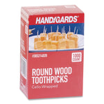 Individually Wrapped Round Wood Toothpicks, 4", Natural, 1,000/box, 12 Boxes/carton