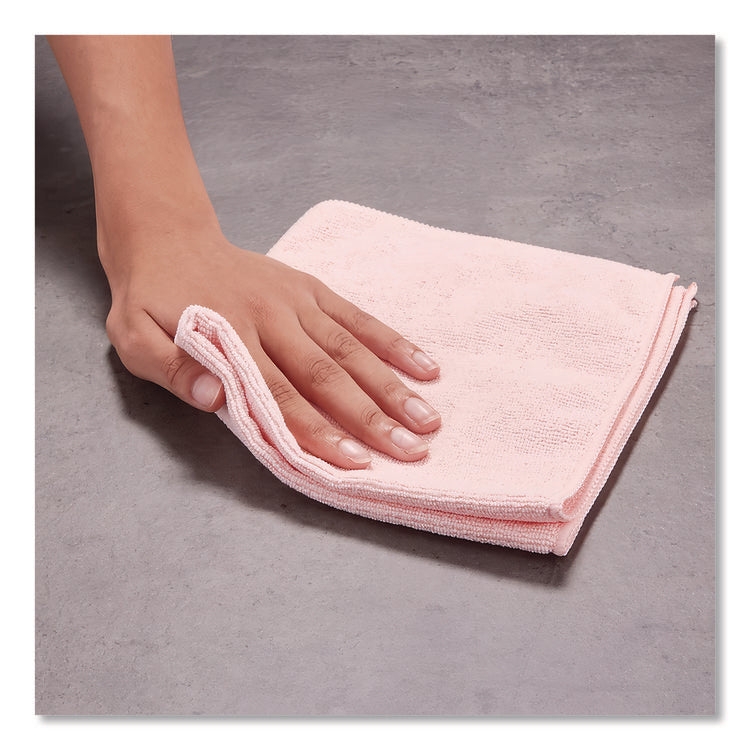 Premium Weight Microfiber Dry Cloths, 16 X 16, Pink, 12/pack