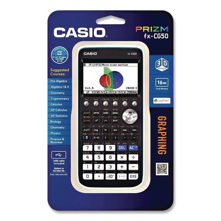Fx-Cg50 Prizm Color Graphing Calculator, 21-Digit Lcd, Black