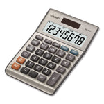 MS80B 8-Digit Battery and Solar Basic Calculator, LCD, Silver