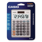 MS80B 8-Digit Battery and Solar Basic Calculator, LCD, Silver