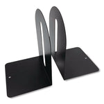 Steel Bookends, Fashion Style, Nonskid, 5.5 x 4.75 x 7.25, Black, 1 Pair