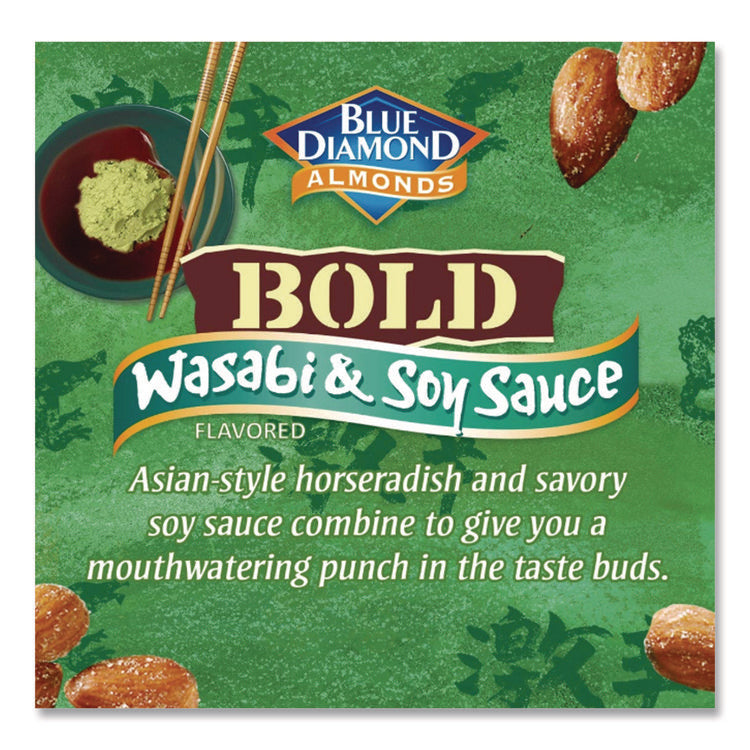 Wasabi And Soy Sauce Flavored Almonds, 4 Oz Bag, 12 Bags/box