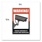 Uv-Coated Preprinted Molded-Plastic Sign, 24-Hour Video Surveillance, 8 X 12, Black/red/white