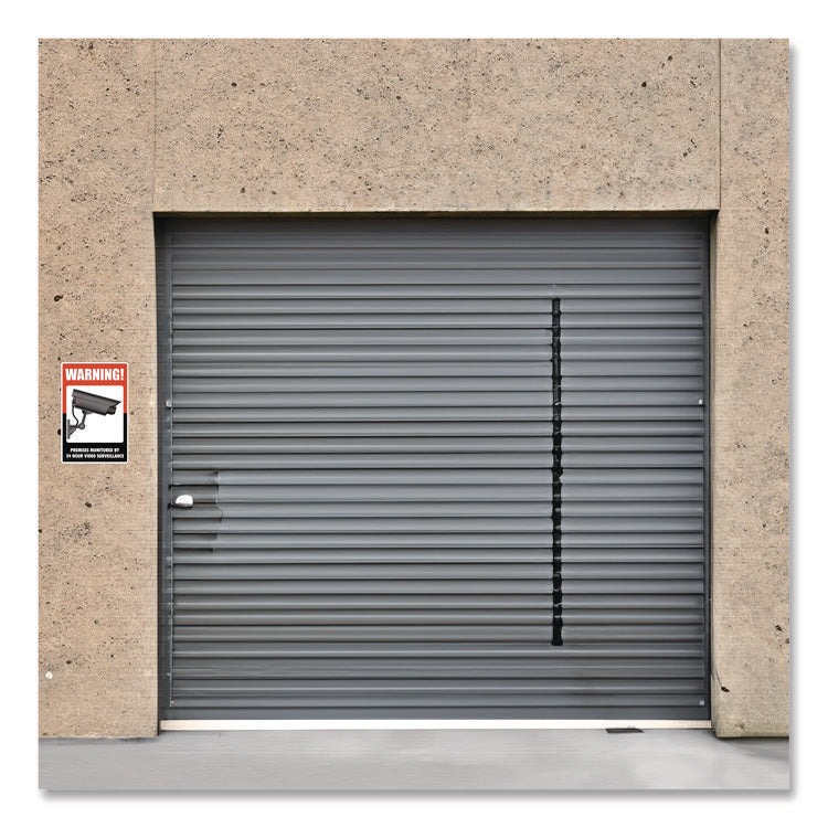 Uv-Coated Preprinted Molded-Plastic Sign, 24-Hour Video Surveillance, 8 X 12, Black/red/white