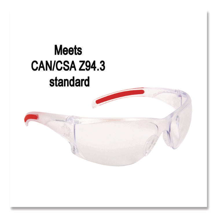 Hulk HK1 Series Safety Glasses, Anti-Fog, Clear/Red Plastic Frame, Clear Plastic Lens