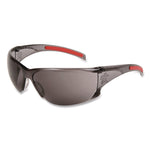 Hulk HK1 Series Safety Glasses, Scratch-Resistant, Smoke/Red Plastic Frame, Gray Plastic Lens