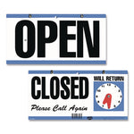 Open/Closed Outdoor Sign, 11.6 x 6, Blue/White/Black